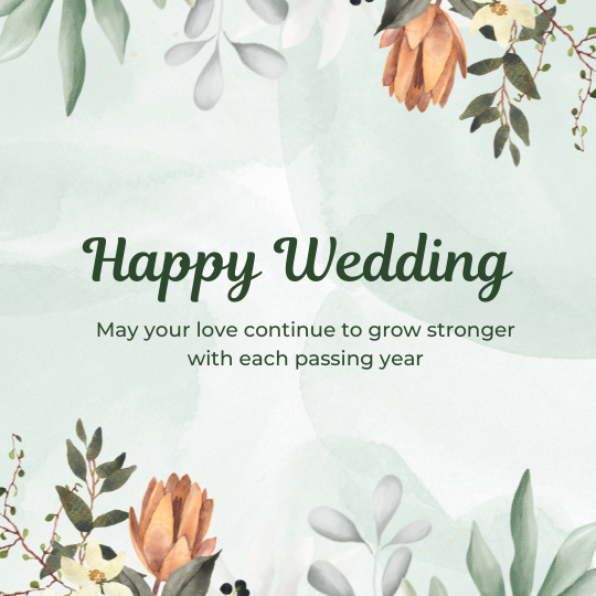 Green Watercolor Happy Weeding Instagram Post
