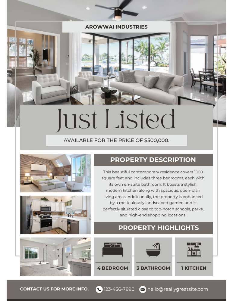 Grey Modern Just Listed Flyer