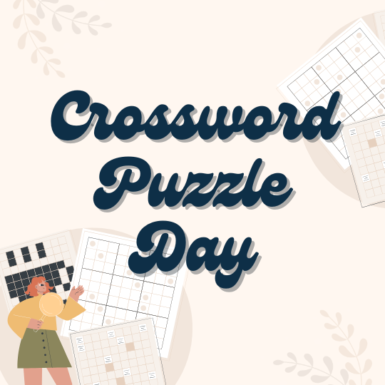 Beige and Navy Minimalist Crossword Puzzle Day Greeting Instagram Post