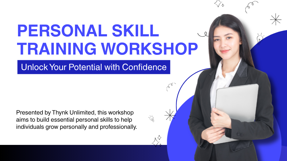 Blue and White Modern Personal Skill Training Workshop Presentation