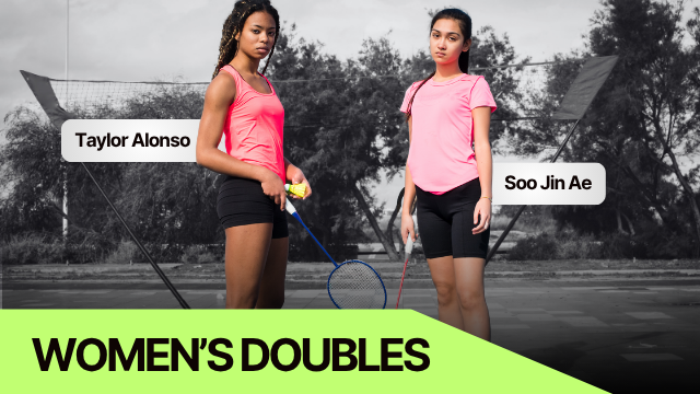 Pink and Green Modern Badminton Women's Doubles Competition YouTube Thumbnail