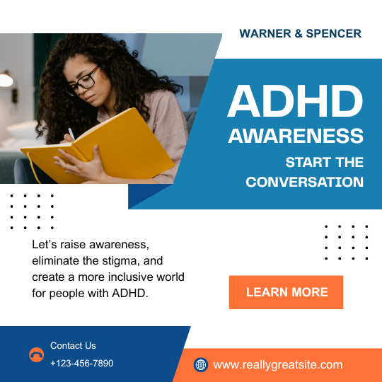 Blue And Orange Modern ADHD Awareness Instagram Post
