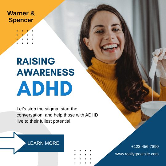 Yellow And Blue Modern Geometric Raising Awareness ADHD Instagram Post