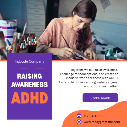 Purple And Orange Modern Raising Awareness ADHD Instagram Post