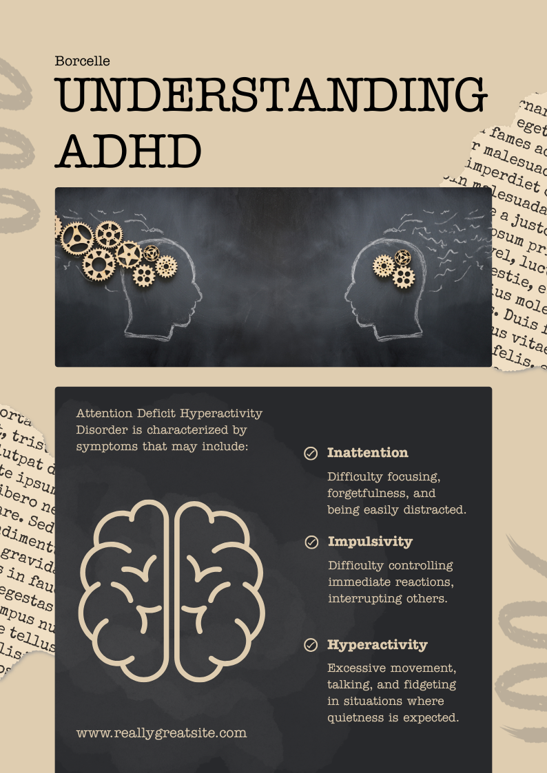 Beige and Black Chalkboard Style ADHD Poster