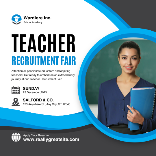 White and Blue Modern Teacher Recruitment Fair Instagram Post