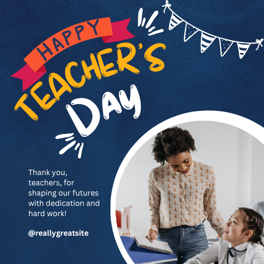 Blue Navy Simple Happy Teacher's Day Instagram Post