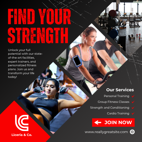Red And Black Modern Fitness Center Instagram Post