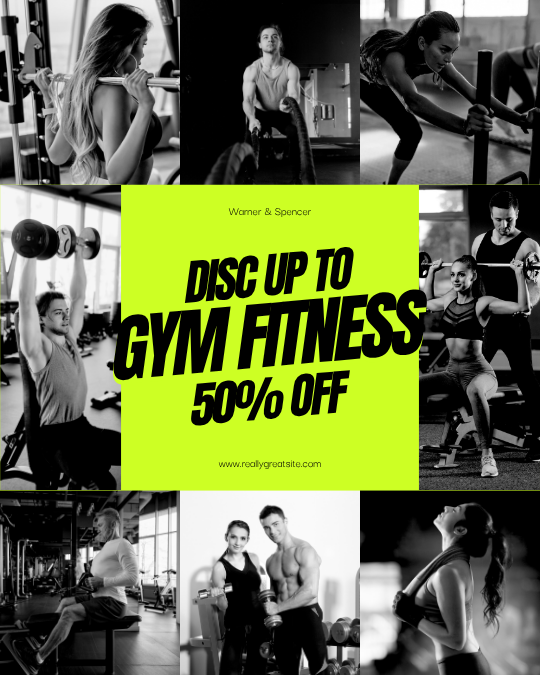 Black & Green Minimalist Gym Fitness Instagram Post