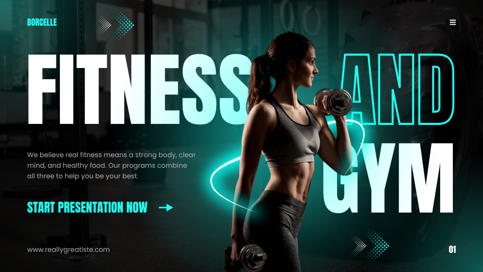 Black Blue Modern Fitness And Gym Presentation