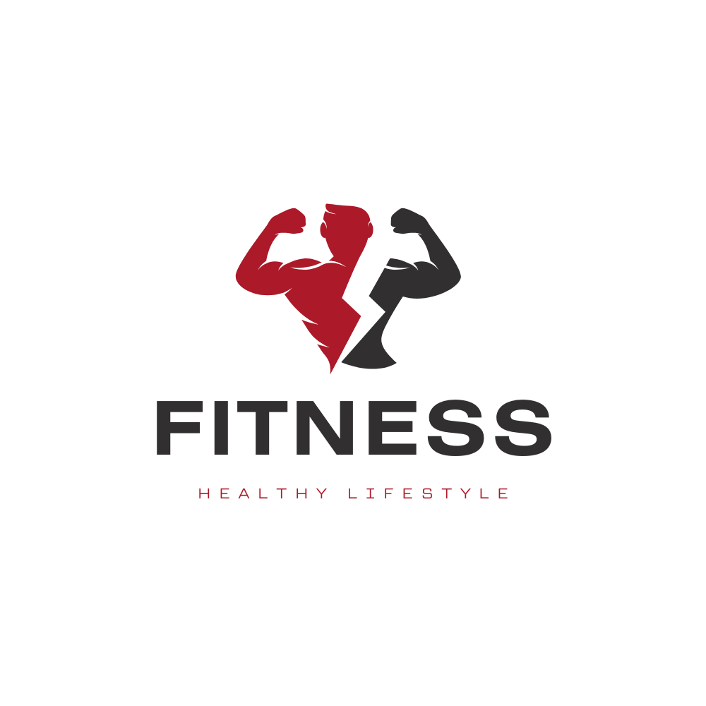 Red Black Minimalist Fitness Logo