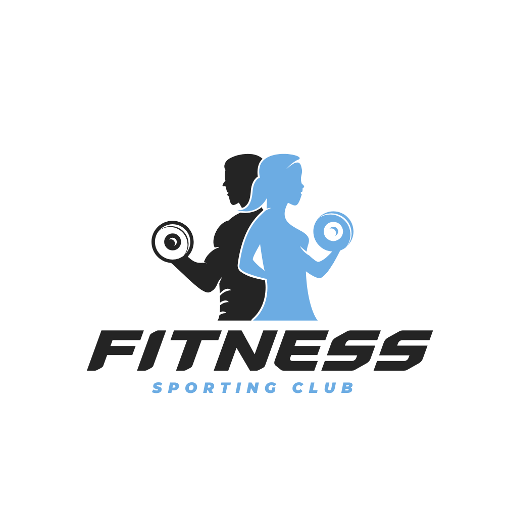 Black and Blue Illustrative Health and Fitness Sporting Club Logo