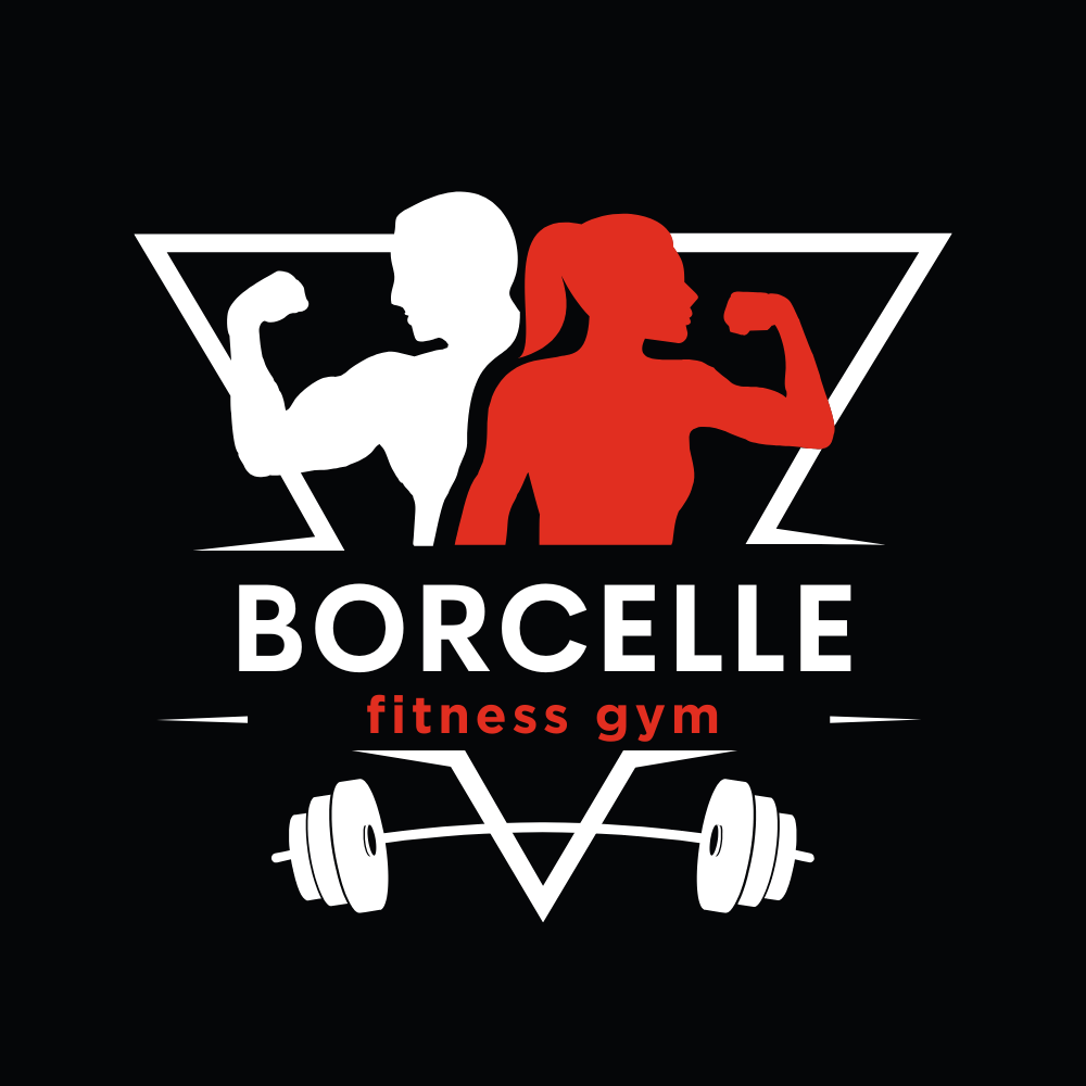White Red Simple Flat Fitness Gym Logo