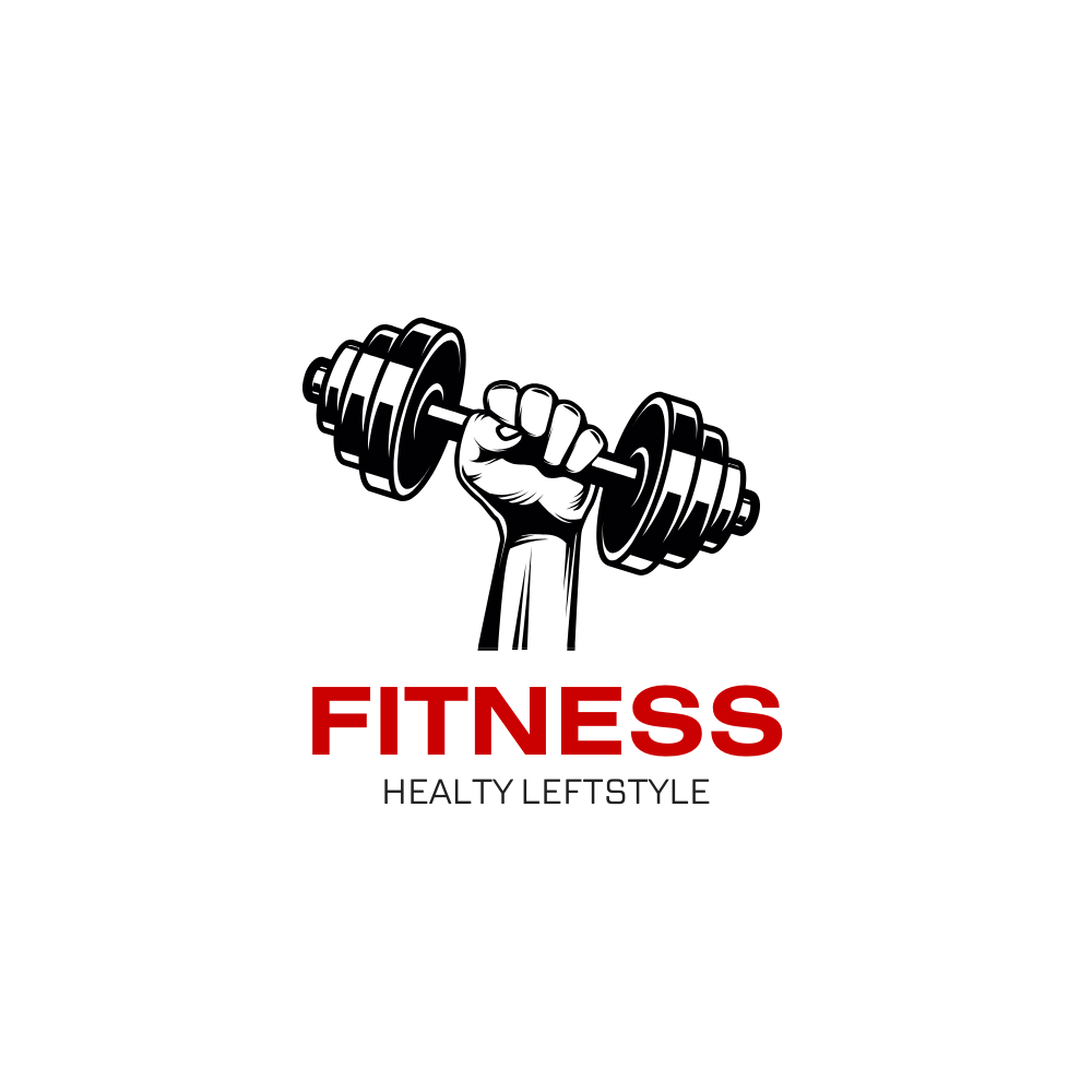 Black and Red Simple Fitness Logo