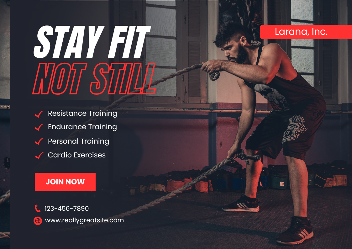 Black and Red Profesional Fitness Poster