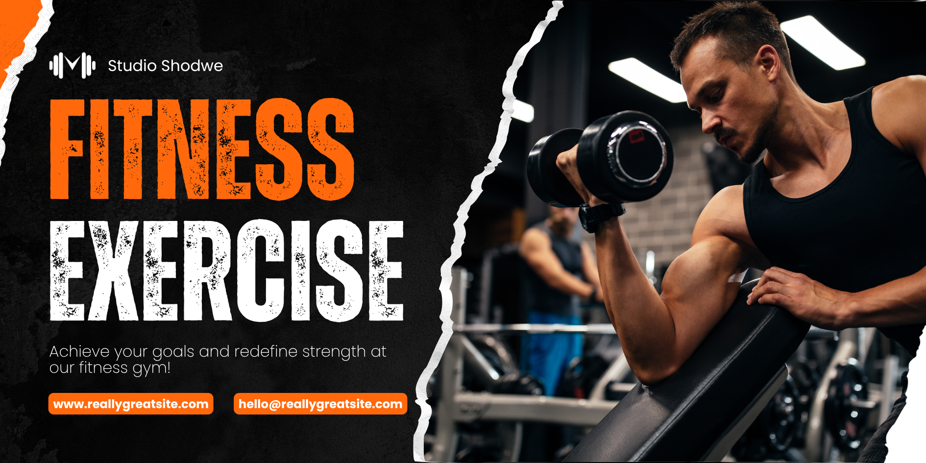 Orange and Black Modern Fitness Gym Banner