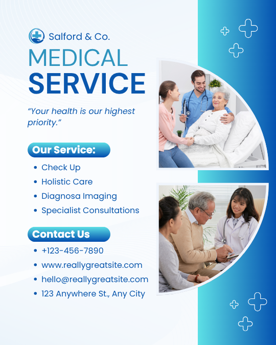 Blue and White Modern Medical Service Instagram Post