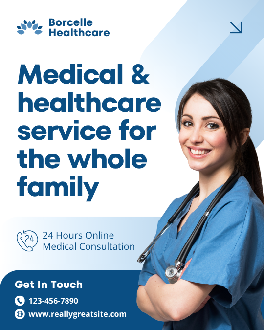 Blue and White Modern Healthcare Service Instagram Post
