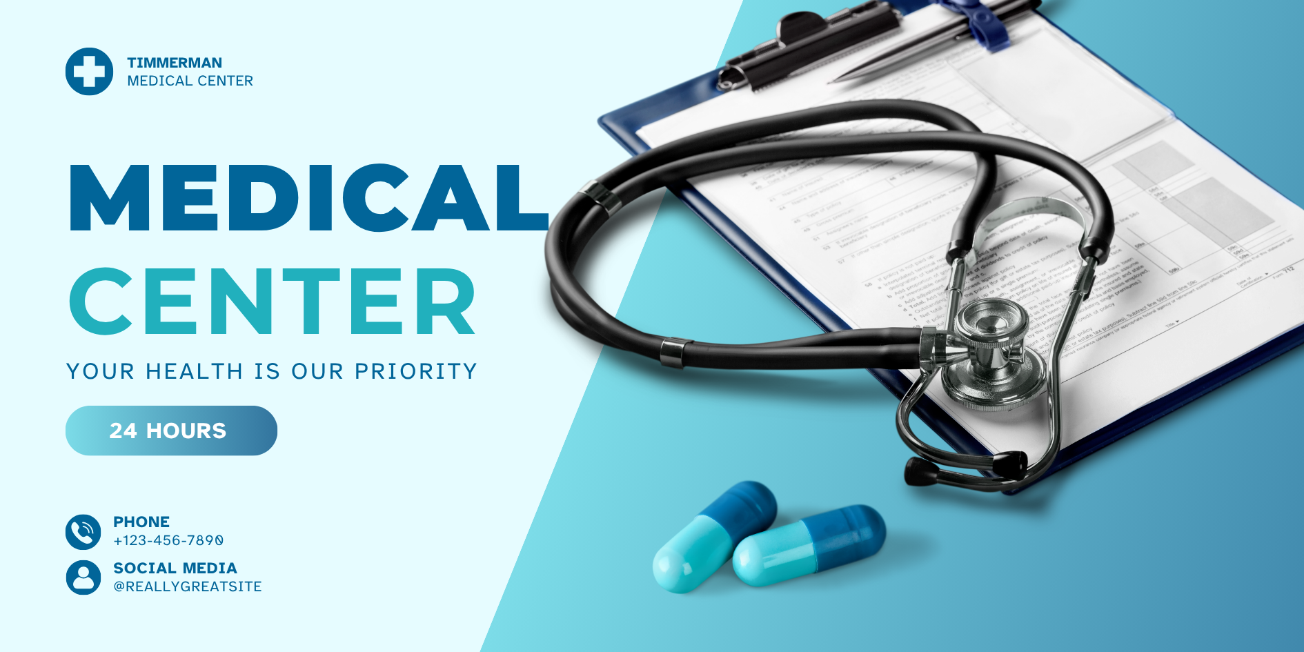 Blue Gradient Modern Medical Center Banner