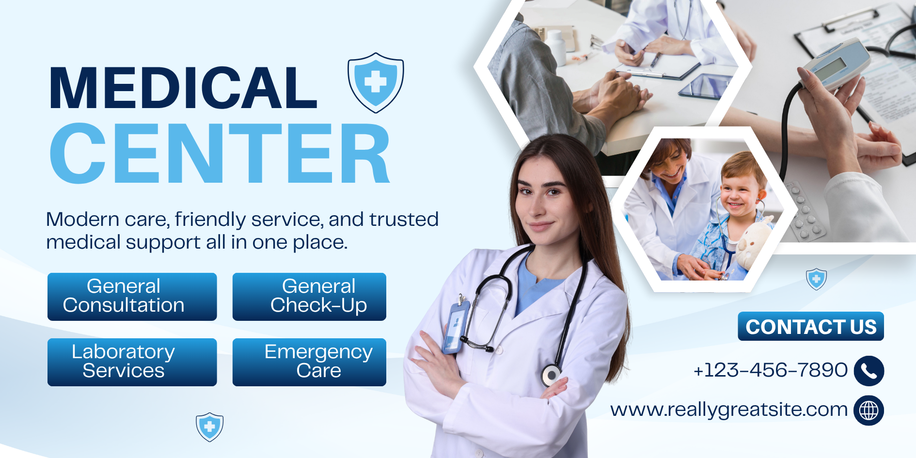 Blue and White Modern Medical Center Banner