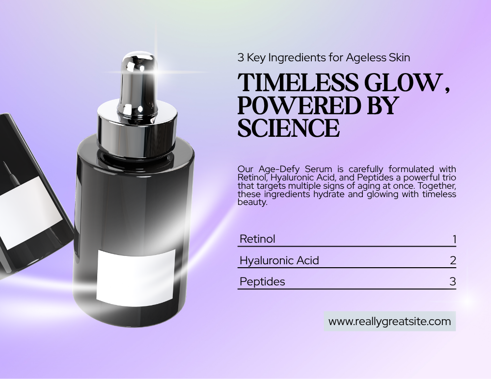 Purple Gradient Skincare Product Display Flyer Landscape