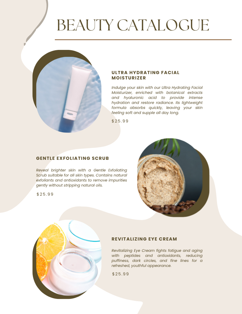Grey Simple Beauty Product Catalog with Price Flyer