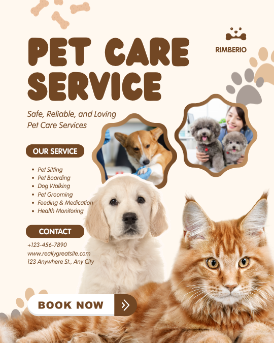 Brown and Beige Playful Pet Care Service Instagram Post