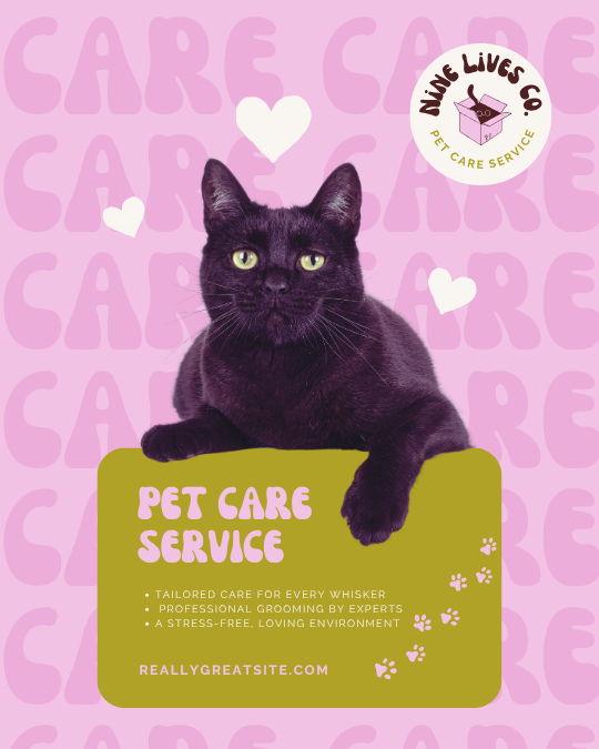 Olive Green and Pink Playful Pet Care Service Instagram Post