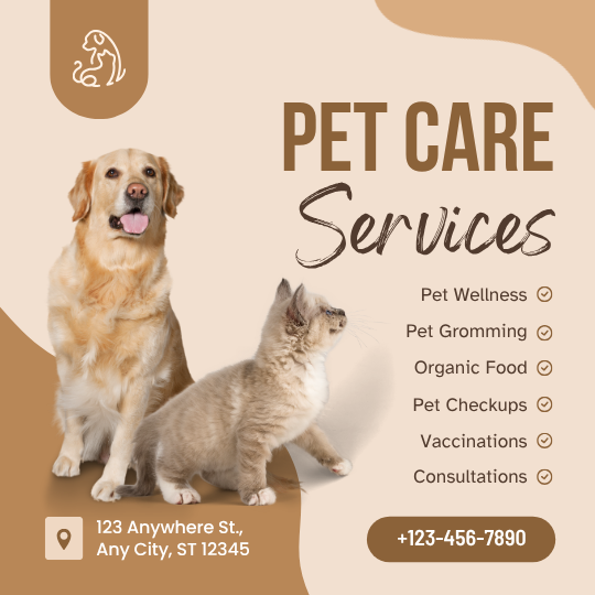 Brown Minimalist Pet Care Services Instagram Post