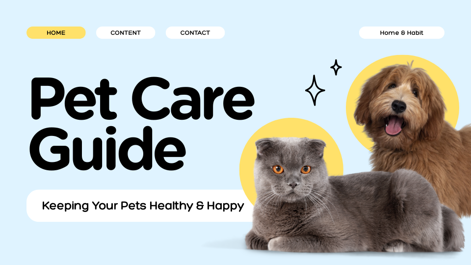Blue Playful Pet Care Guide Presentation
