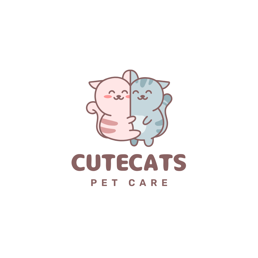 Cute Cats illustrated Pet Care Logo