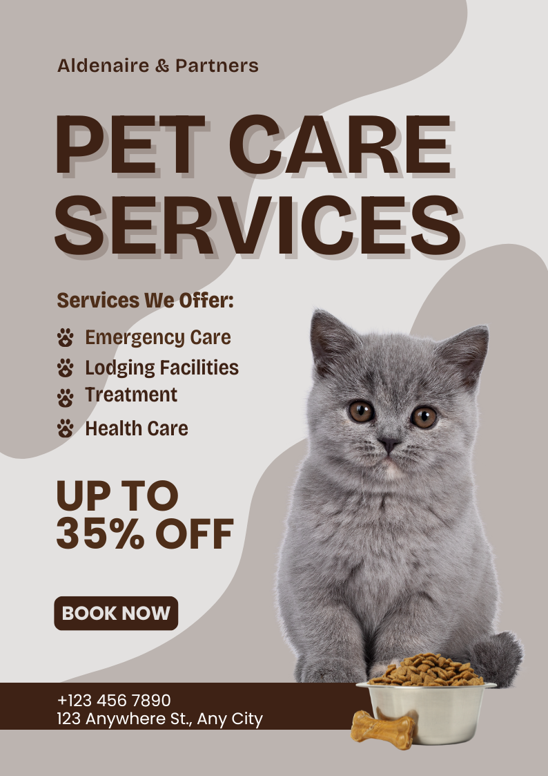 Brown Modern Pet Care Services Poster
