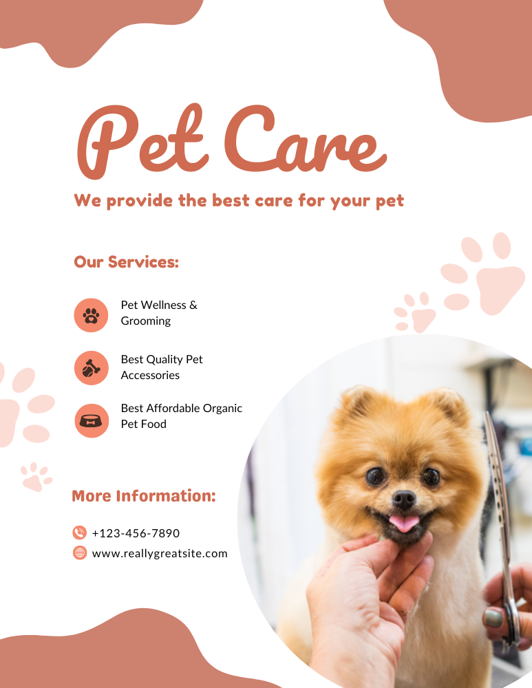 Brown And White Abstract Pet Care Flyer