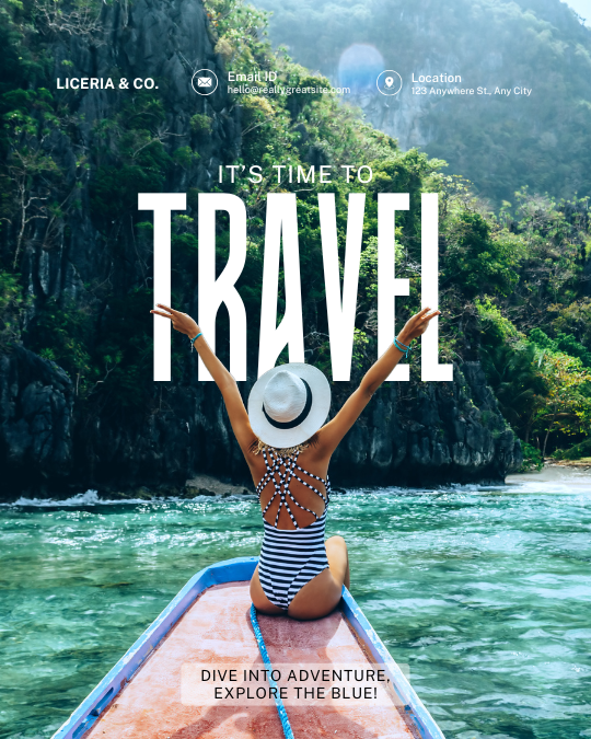Blue and White Modern Travel and Tourism Promotional Instagram Post