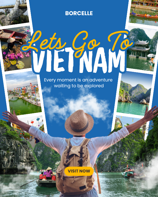 Blue and Yellow Modern Vietnam Travel Instagram Post