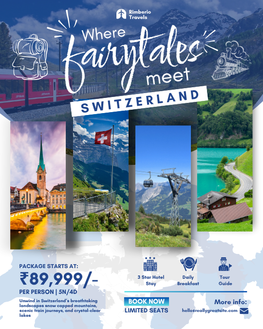 Blue and White Modern Switzerland Travel Instagram Post