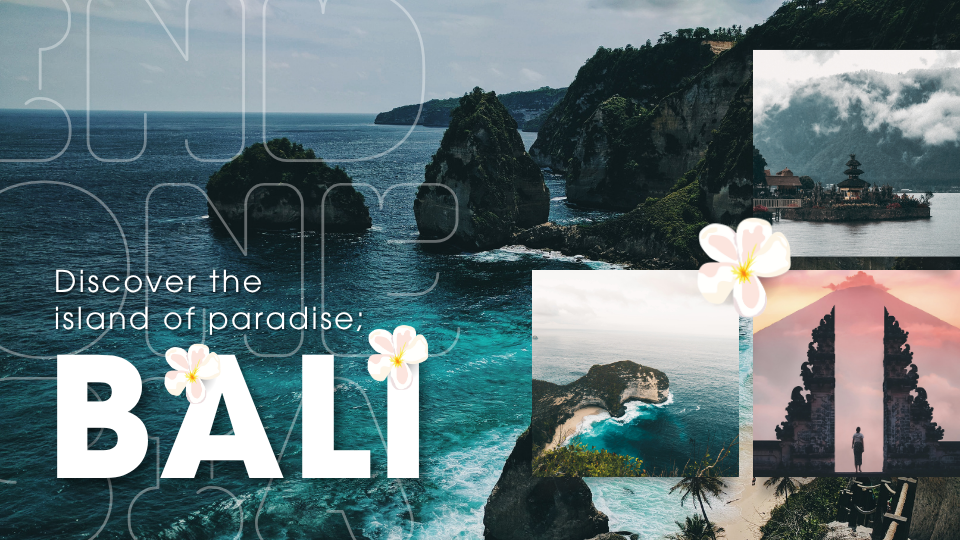 Blue and White Minimalist Discover the Island of Bali Presentation