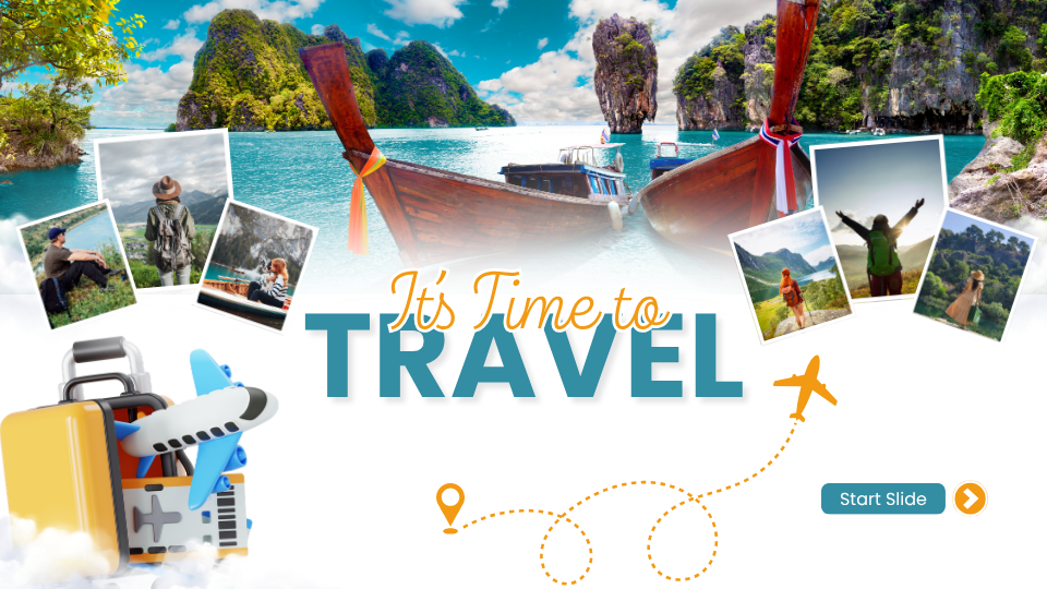 Blue and Orange Modern Travel Presentation
