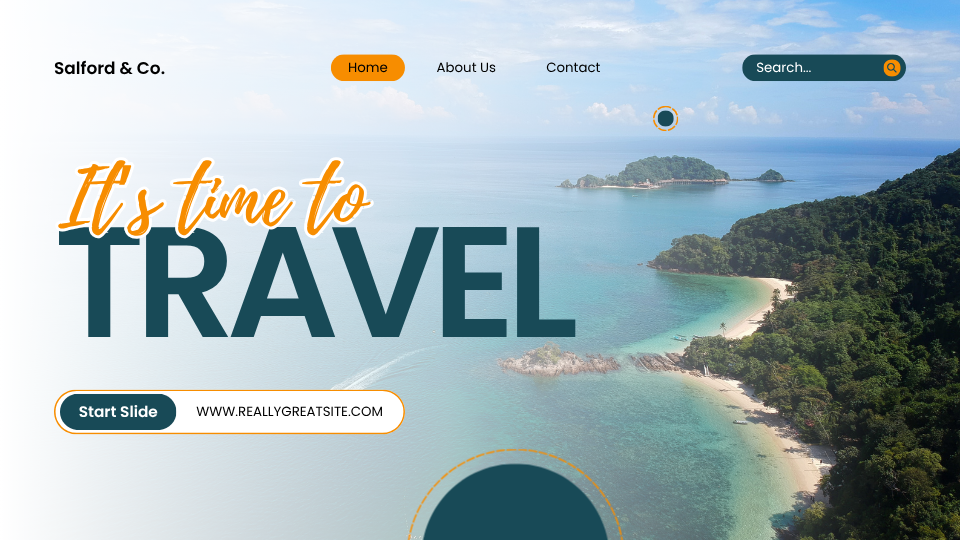 Green Orange Modern It's Time To Travel Presentation