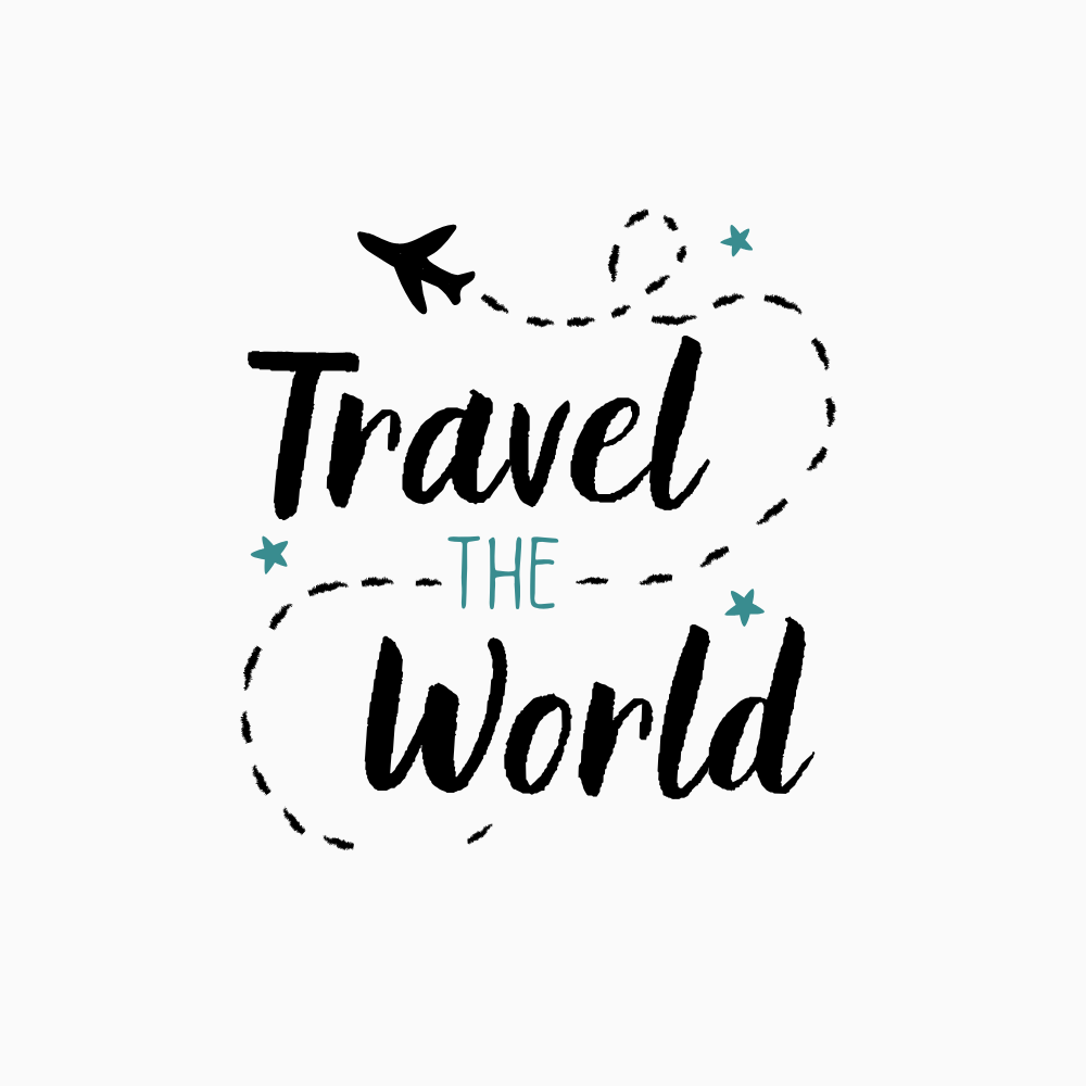 Black White Minimalist Cute Travel the World Logo