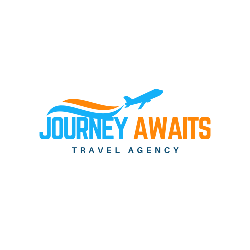 Blue and Orange Modern Travel Agency Logo