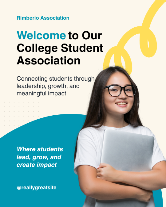 Yellow Cream and Teal Playful Modern College Student Association Instagram Post