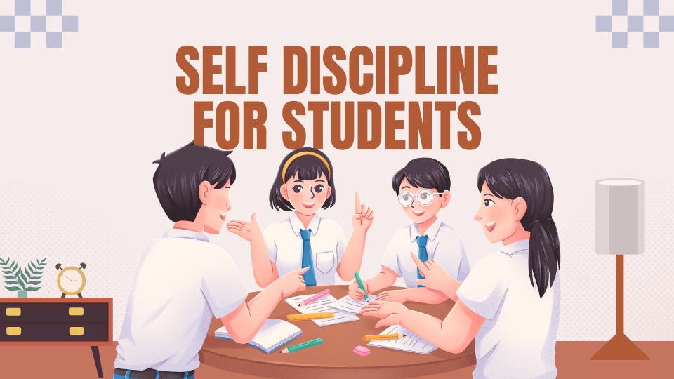 Brown and White Cartoon Style Self Discipline Education Presentation