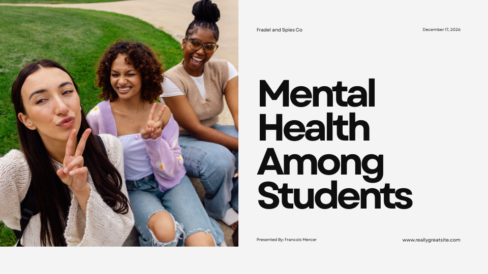 Black and White Minimalist Mental Health Among Students Presentation