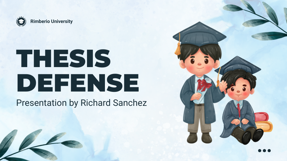 Blue and White Illustrative Thesis Defense Presentation