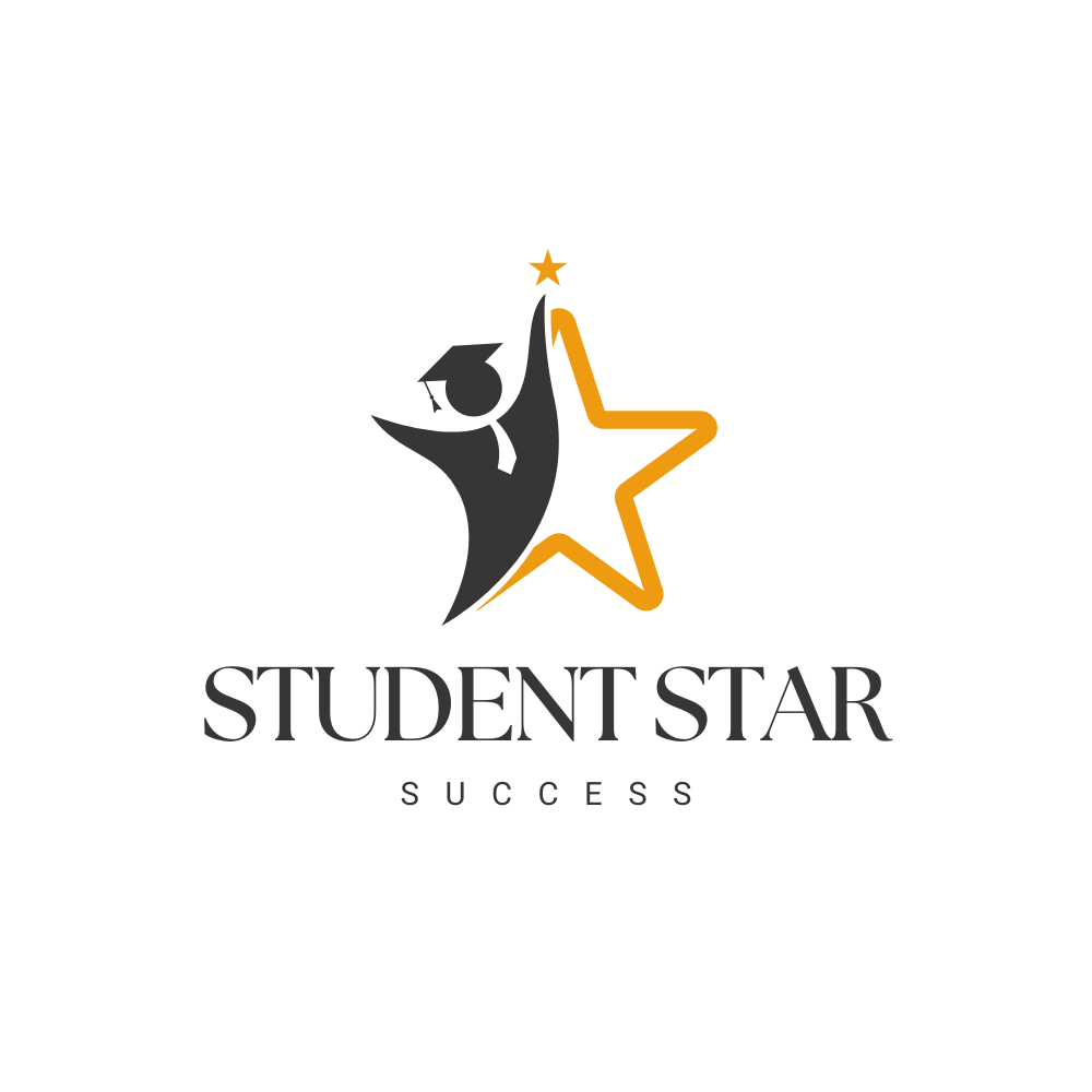 black orange minimalist student star logo