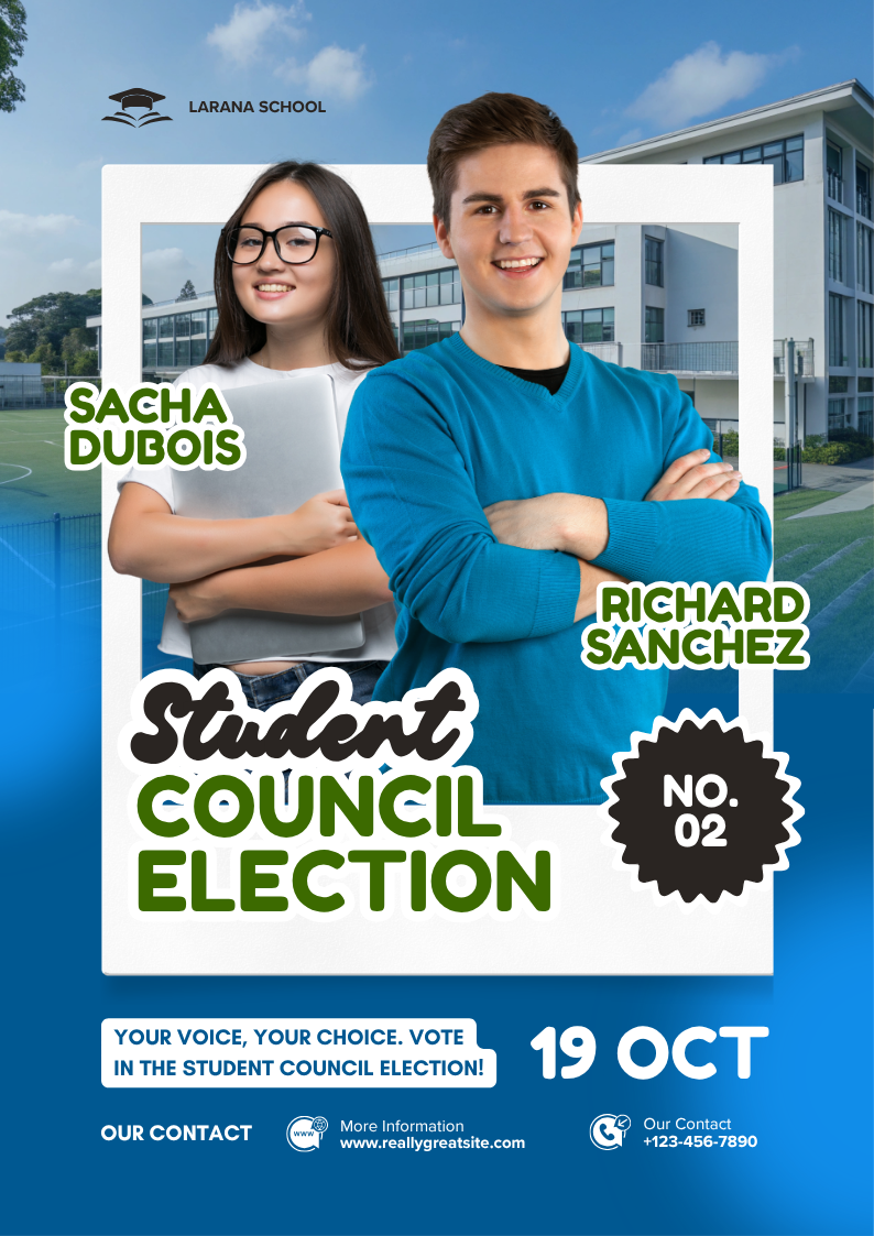 Blue Modern Student Council Election Poster