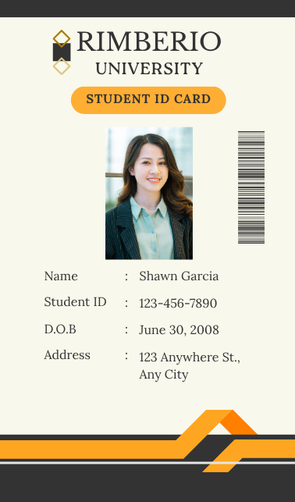 Beige Yellow and Grey Modern Minimalist Student ID Card