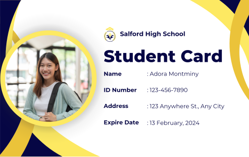 Yellow And Navy Modern Student ID Card
