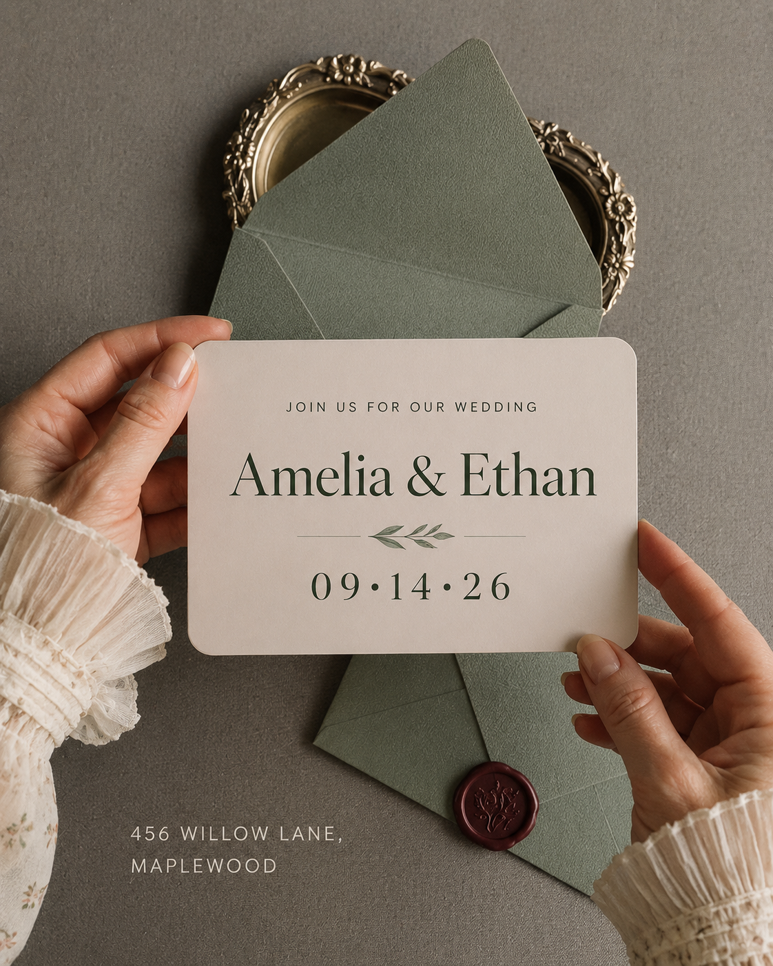 Beige and Brown Elegant Wedding Invitation Instagram Post